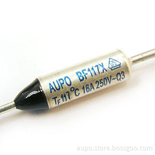 Thermal Cutoff in Axial Type, Made of Metal Case, with 16A Current and 250V Voltage